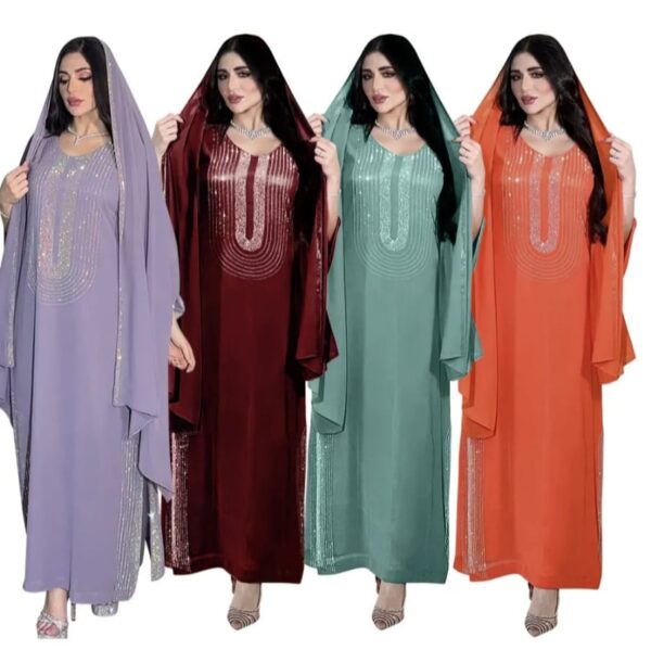 Customized chiffon abaya with Beaded hijab