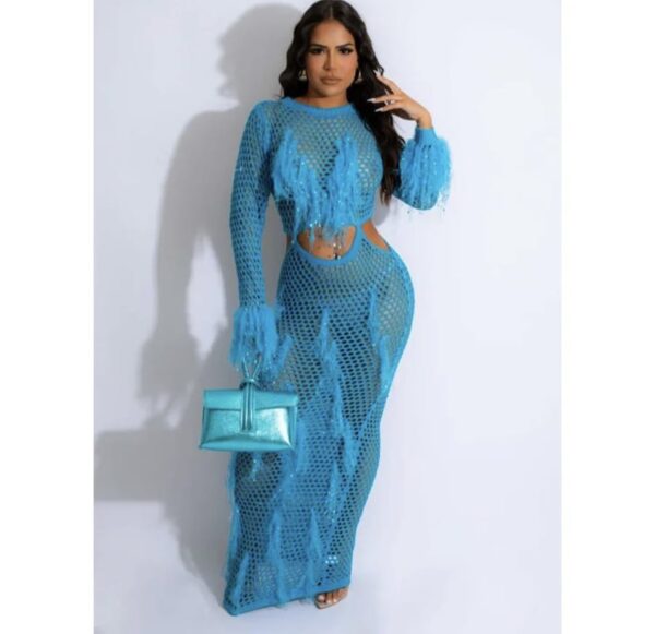 New Women's Handmade Tassel Knitted Dress