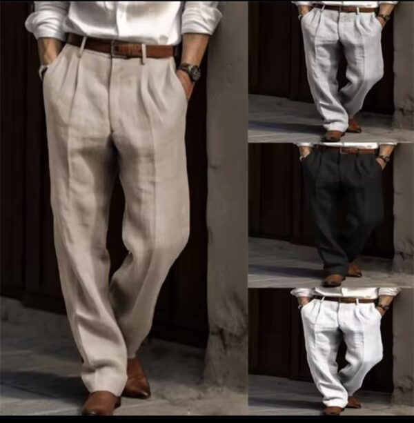 2025 Men's Stand Pocket Causal Linen Pants
