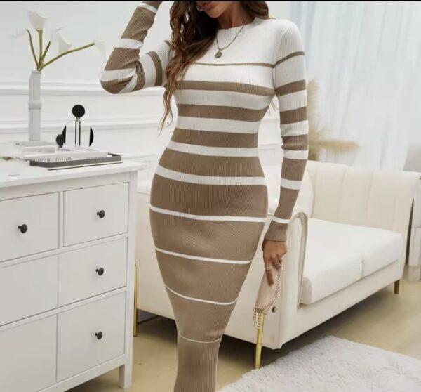 Longsleeve Knit Office Lady Elegant Dress - Image 3