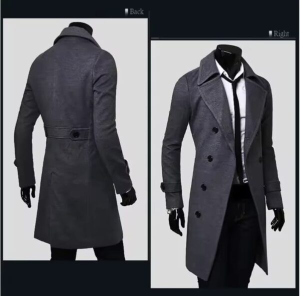 Men's Fashionable Extended Overcoat Jacket - Image 4