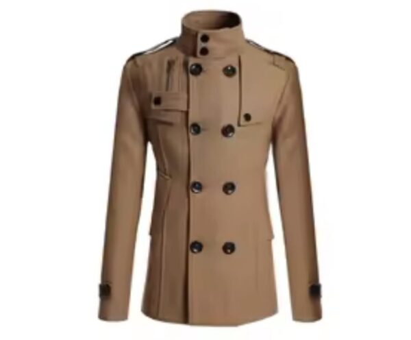 Men's Long Coat Winter Woolen Overcoat - Image 4