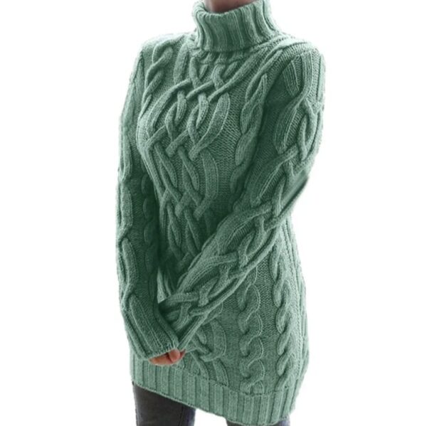 Women's Elegant Cable Knit Sweater Dress - Image 3