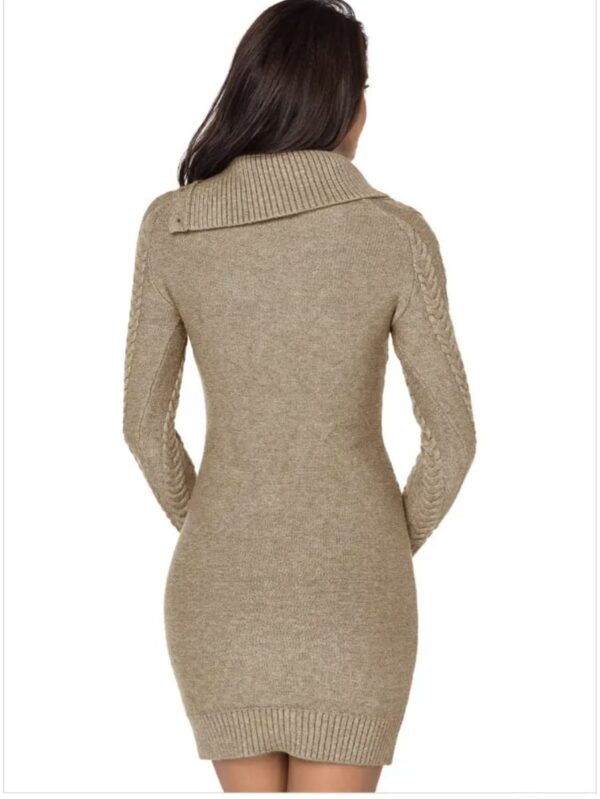 Women's Long Sleeve Turtleneck Bodycon Sweater Dress
