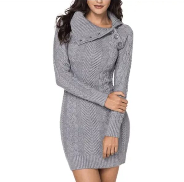 Women's Long Sleeve Turtleneck Bodycon Sweater Dress - Image 2