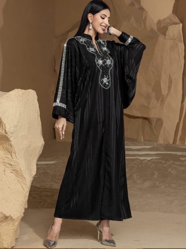 2025 Shimmery Diamond Rhinestone Abaya - Image 3