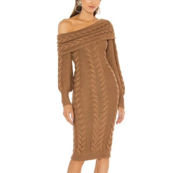Women's Brown Knit Sweater Dress
