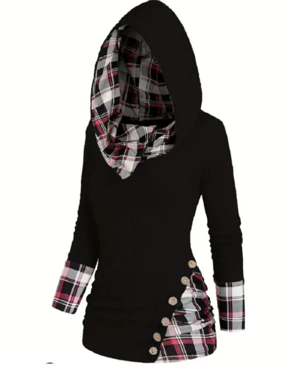 Women Causal Plaid Splicing Button - Image 5
