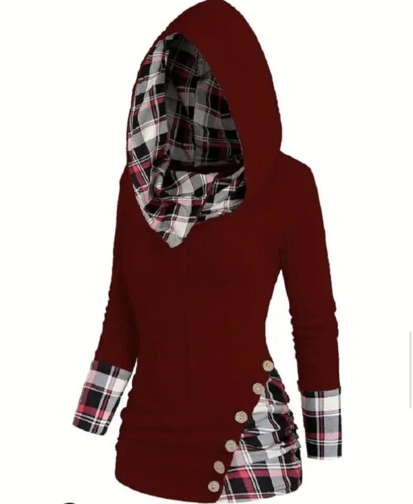 Women Causal Plaid Splicing Button - Image 4