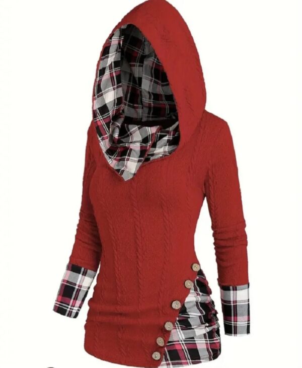 Women Causal Plaid Splicing Button