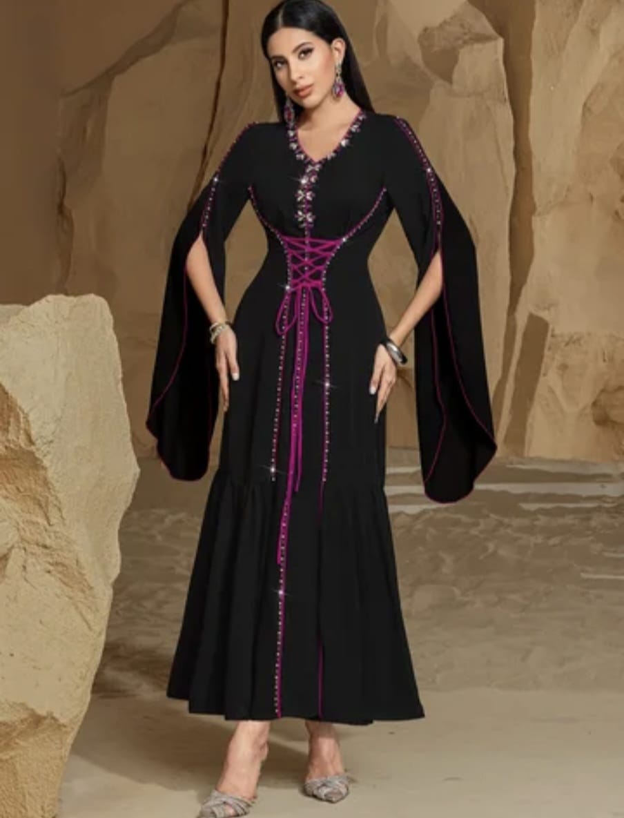 New Muslim Fashion Robe Sewing Diamond - Image 3