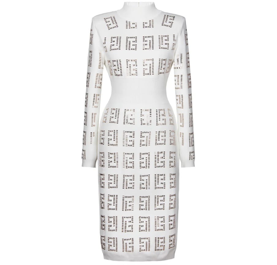 Luxury Diamond Winter Knitting Sweater Dress - Image 3