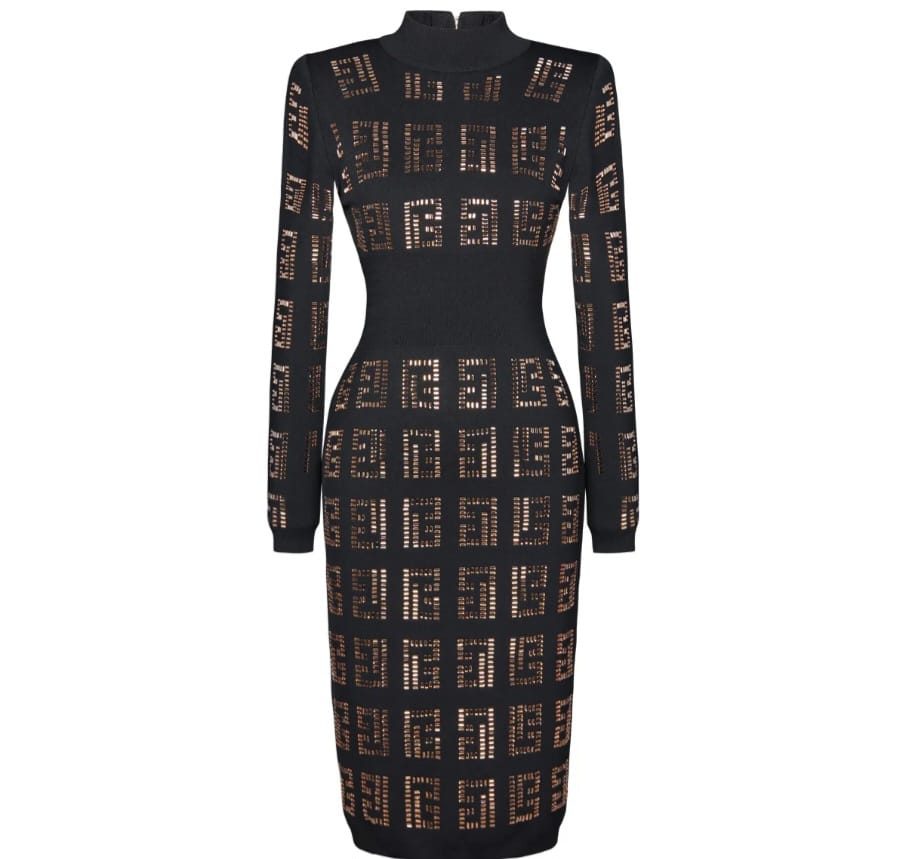 Luxury Diamond Winter Knitting Sweater Dress - Image 2
