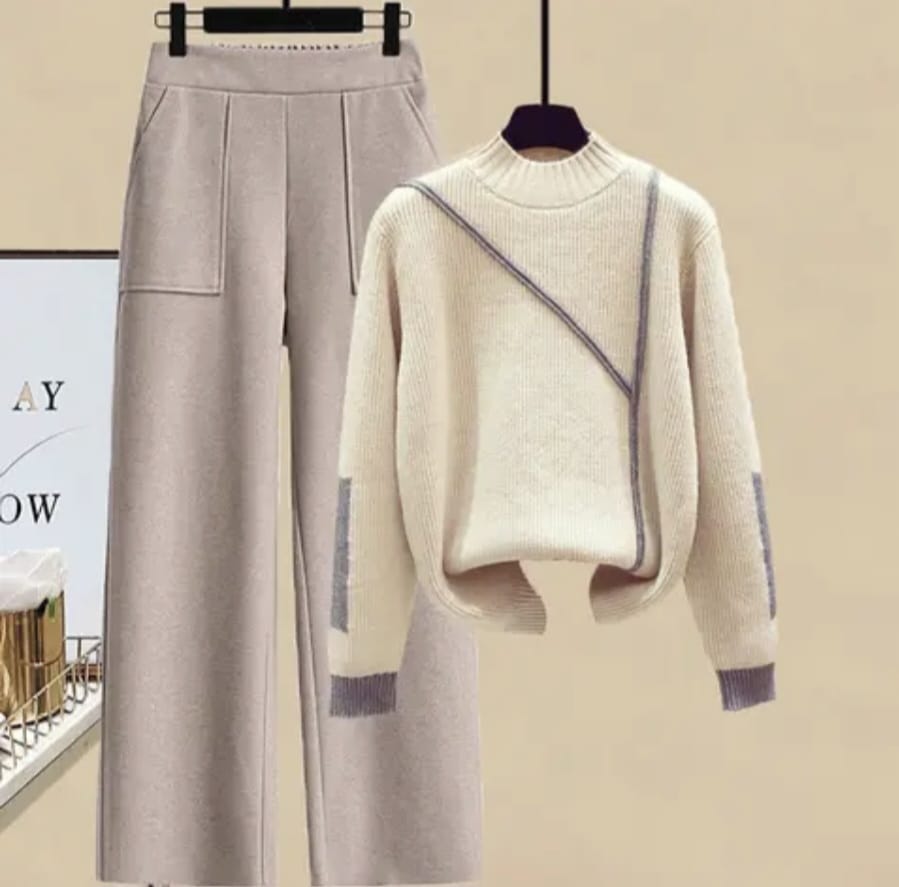 Women's High Waist Thickened Woolen Set