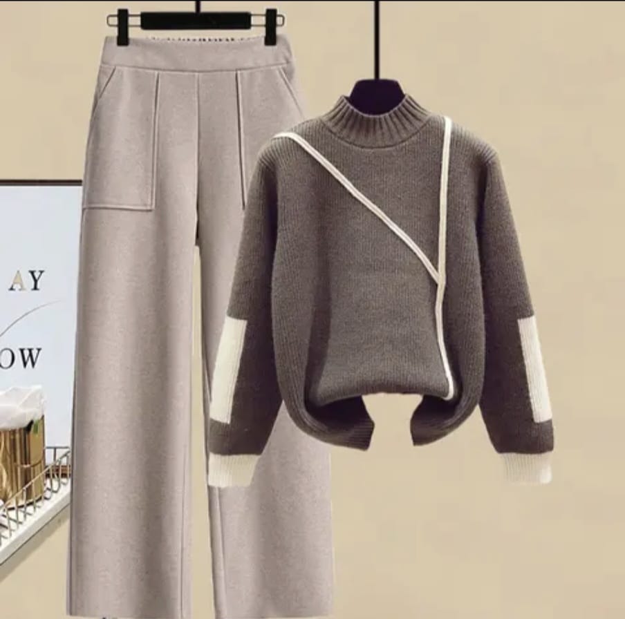 Women's High Waist Thickened Woolen Set - Image 2