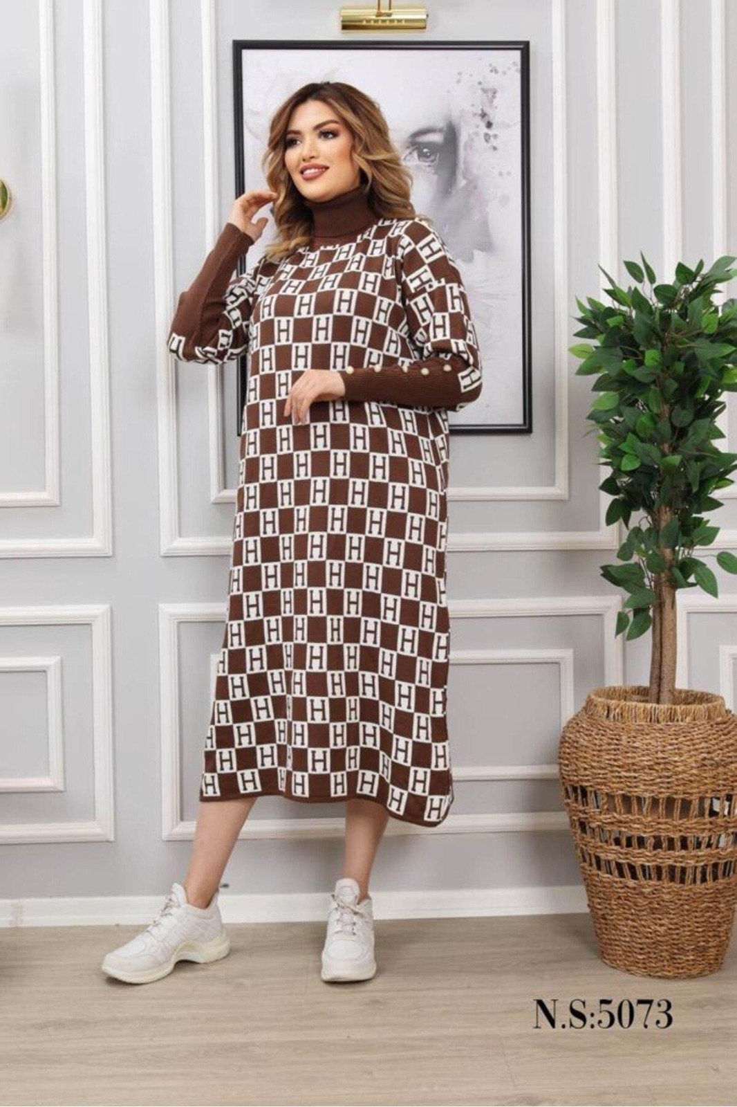 High Quality Women's Turtleneck Sweater Dress - Image 2