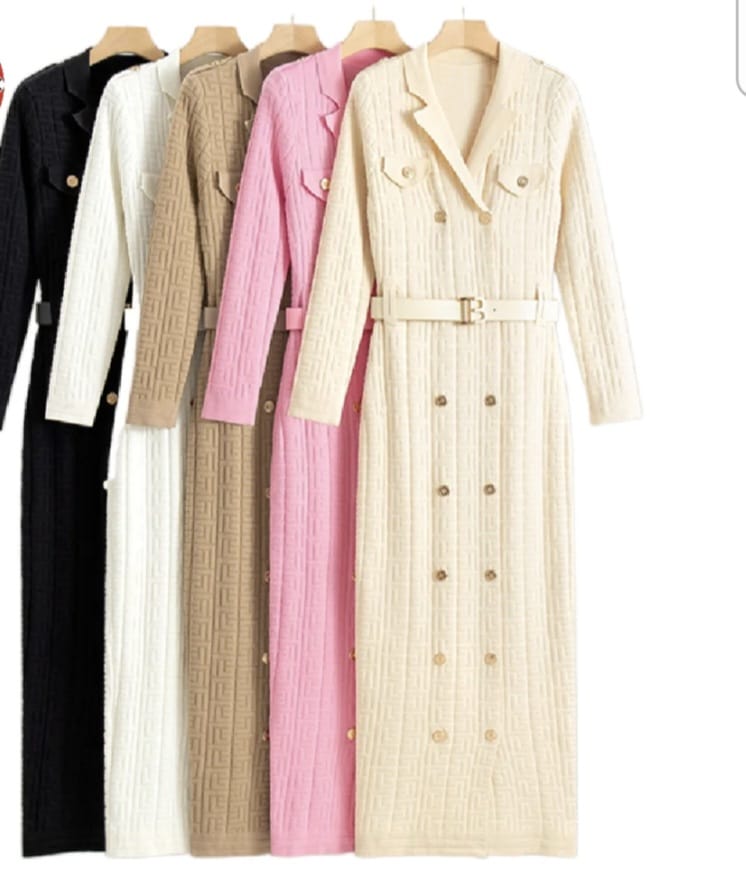 Winter New Fashionable Solid Color Texture Longsleeve Dress