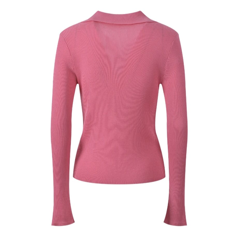 Solid Autumn Turn-down Collar V-Neckline