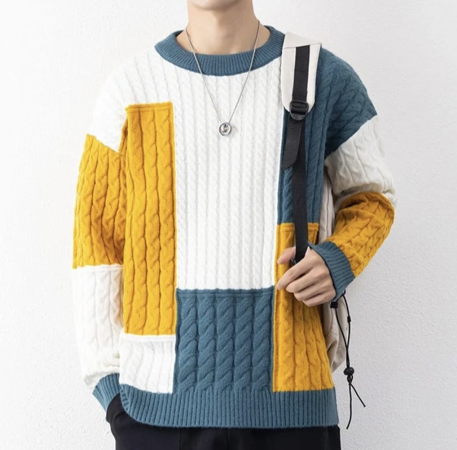 New Men's Causal Fashion O-Neck Knit Pullover Sweater - Image 3