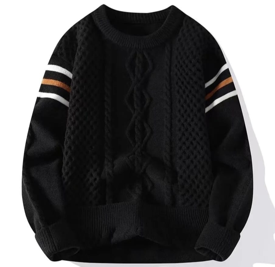 Men's Winter Pullover Breathable Loose Knit Crew Neck - Image 2