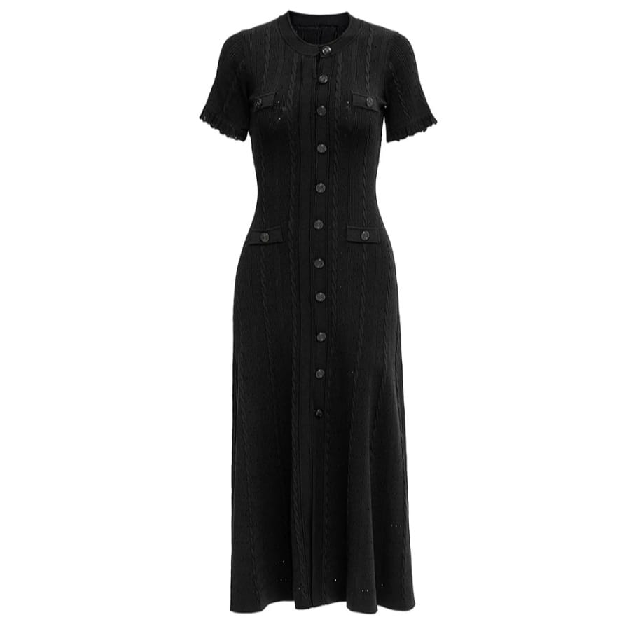 New Designed Lady Solid Hollow Out Short Sleeve O-Neck Single Breasted Knit - Image 3