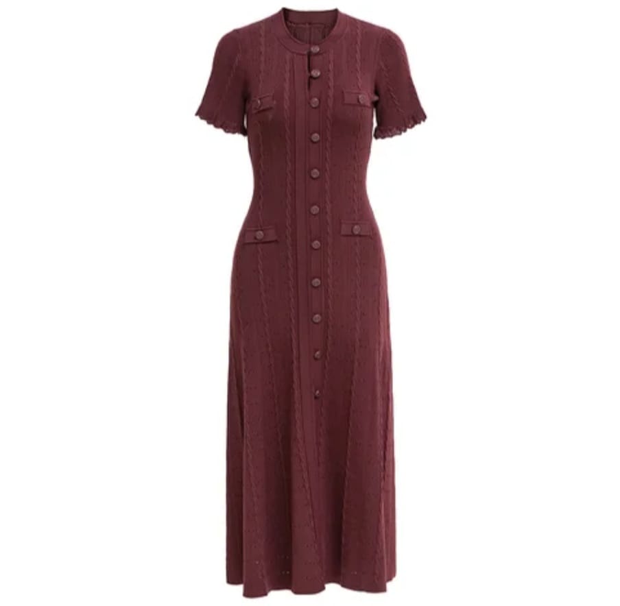 New Designed Lady Solid Hollow Out Short Sleeve O-Neck Single Breasted Knit - Image 5