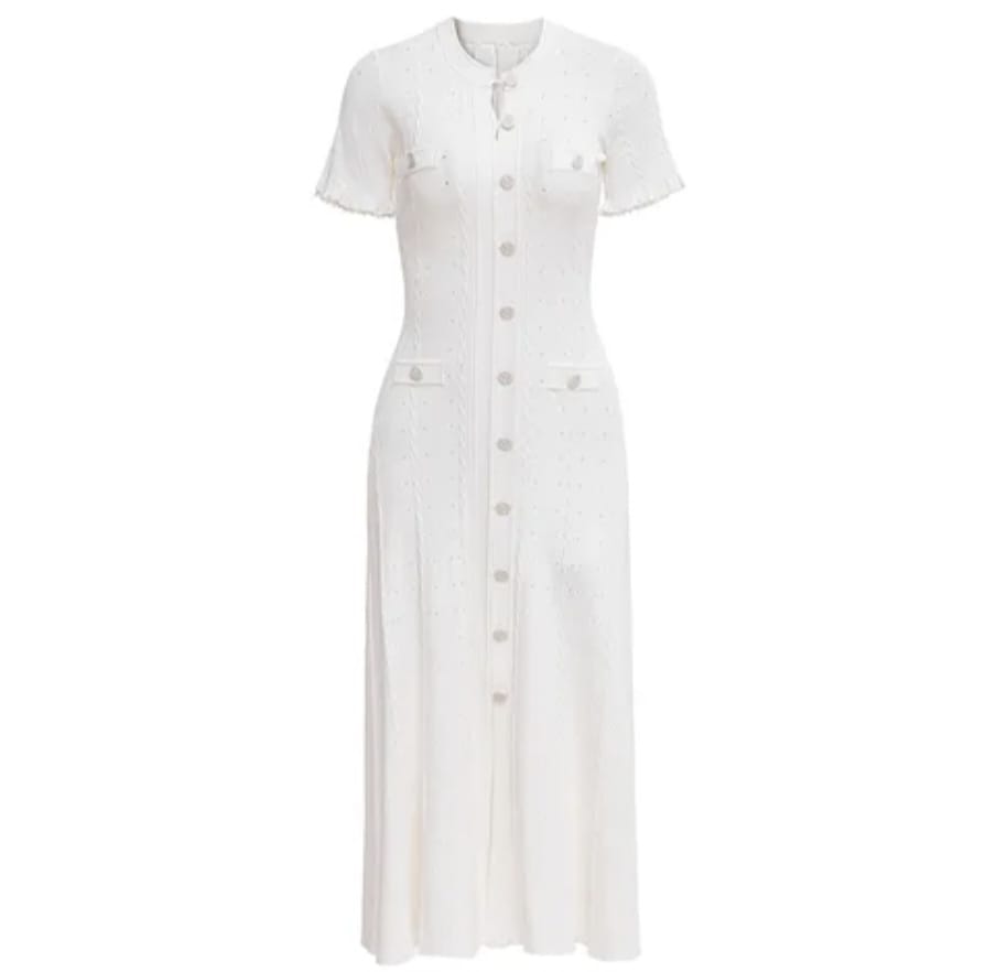 New Designed Lady Solid Hollow Out Short Sleeve O-Neck Single Breasted Knit - Image 2