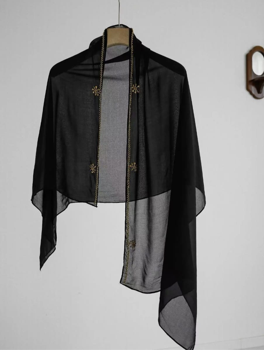 New Luxury Abaya Handwork Black and White - Image 4