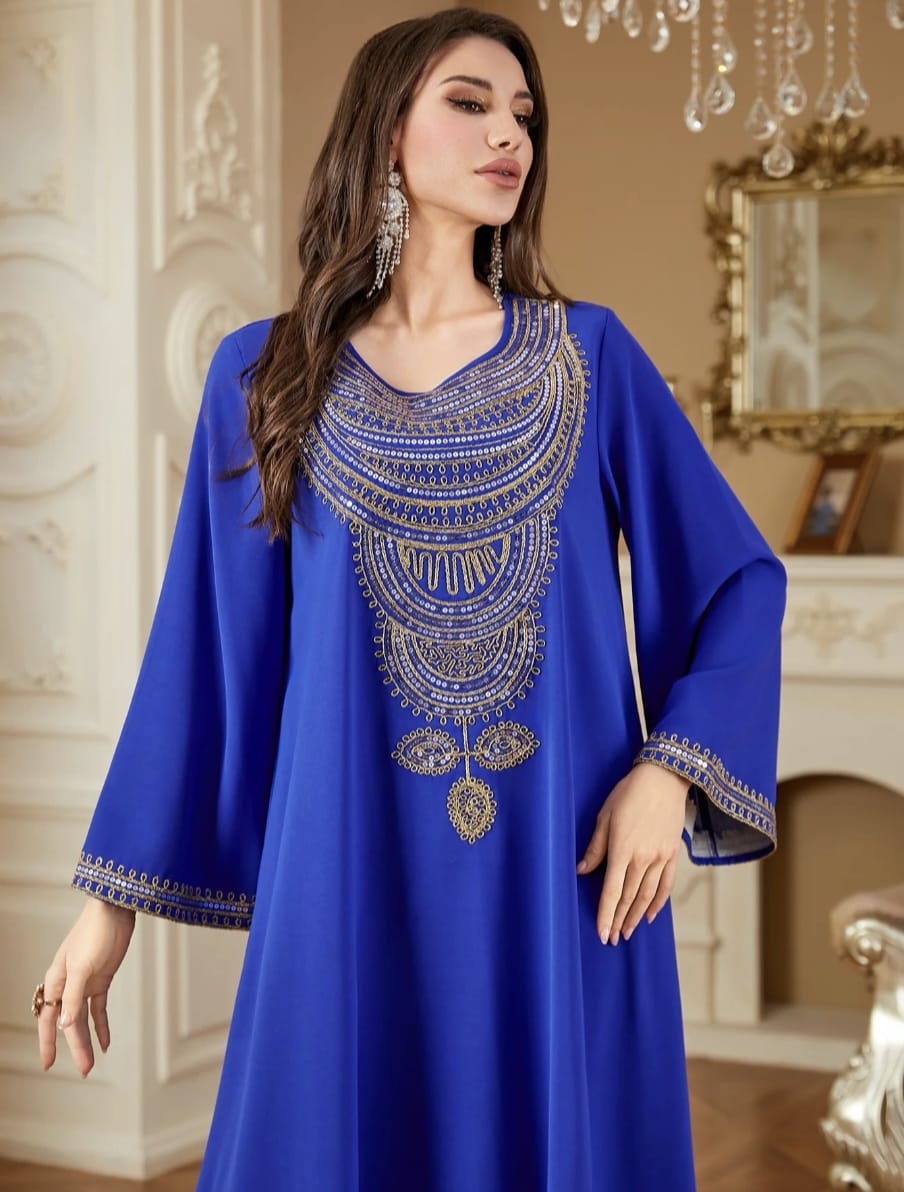 New Loose Embroidered Muslim Dress - Image 4